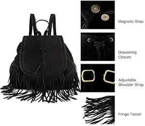Black Leather Fringe Purse thumbnail 3