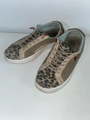 SZ 8 Women's Leopard Print Lace-Up Fashion Sneakers, Hey Dude shoes thumbnail 5