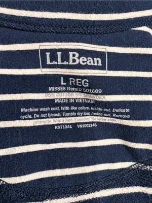 L.L.Bean Ultrasoft Sweats Full Zip Mock Neck Jacket Navy Stripe Women’s L thumbnail 7