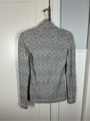 Smartwool Women's Merino 250 Base Layer Pattern 1/4 Zip Pullover Gray Moonbeam thumbnail 4