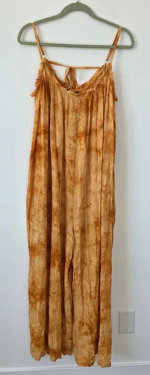 Vici Orange Tie Dye Jumpsuit Wide Leg Beach Resort Travel Vacation Cruise Medium thumbnail 1