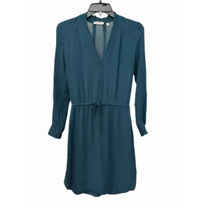 BABATON x ARITZIA Bennett 100% Silk Georgette Shirt Dress Teal XXS #GG2-4 thumbnail 2