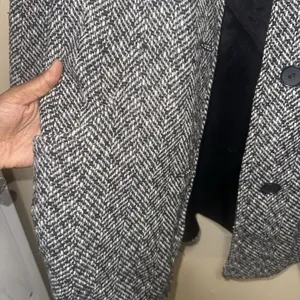 Leslie Fay Womens Medium Black‎ White Herringbone Tweed Button Front Coat Jacket thumbnail 7