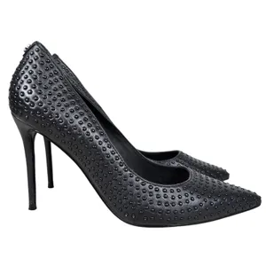 Guess Womens Sabalie Black Studded Leather Pointed Toe Stiletto Pumps Heels 8.5 thumbnail 2