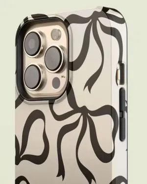 Black Bow Cream Color Mobile iPhone 13 Case White thumbnail 3