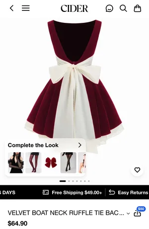 Cider red velvet boat neck dress thumbnail 2