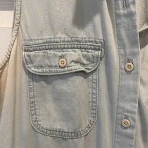 Gap 1969‎ Womens Light Wash Denim Sleeveless Button Front Shirt Dress Large Blue thumbnail 2