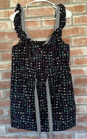 Anna Sui Anthropologie Silk Blend Mini Dress Women’s 8 Black Print thumbnail 1