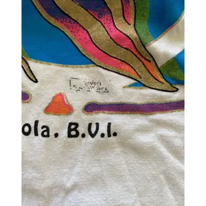 VTG Pacific 90s Single Stitch Vibrant Fish Logo Tortola Short Sleeve Tee L thumbnail 4