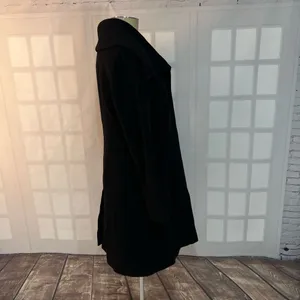 Cole Haan Black Convertible Collar Button Front Wool Cashmere Long Coat Size 4 thumbnail 6