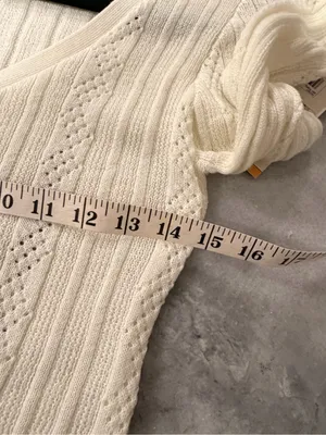 NWT Aeropostale Size M Ivory Pointelle Knit Cropped Stretch Lace Cardigan Y2K thumbnail 10