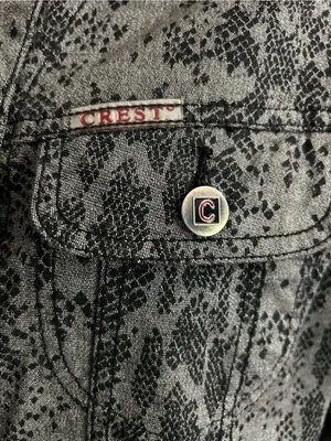 Crest Vintage Womens Grey Snake-Print Blazer Jacket SM thumbnail 10
