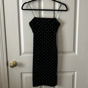 H&M Velvet Mini Dress Black‎ Silver Embellishment Womens Sz XS Homecoming thumbnail 2