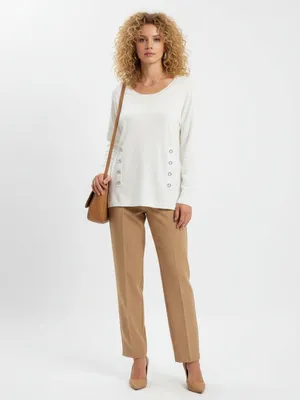 INC White Long Sleeve Knit Sequins Grommet Trim Tunic Top M thumbnail 6