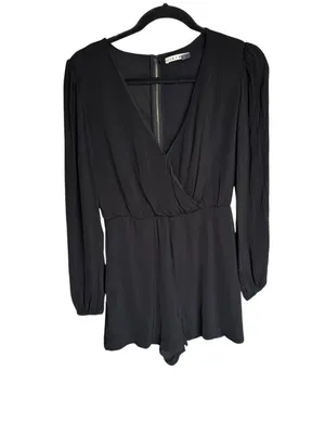 Alice + Olivia - Sinclair Black Long Sleeve Romper Size 6 thumbnail 2