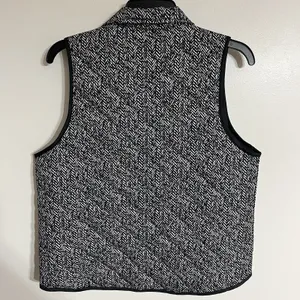 Wanna‎ B Vest Women's Large Black and White Zipper Pockets Quilted Fall Winter thumbnail 8