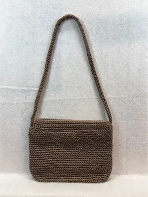 The Sak Brown Crochet Shoulder Bag Flap Purse Magnetic Snap Made Indonesia thumbnail 3