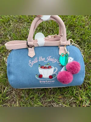 Juicy Couture Spill The Juicy Denim Cherry Barrel Bag Charm NWT Y2K thumbnail 3