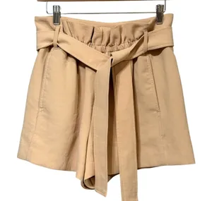 Wilfred Aritzia Tan Beige Paperbag Waist High Rise Belted Shorts Size 6 95396 thumbnail 1