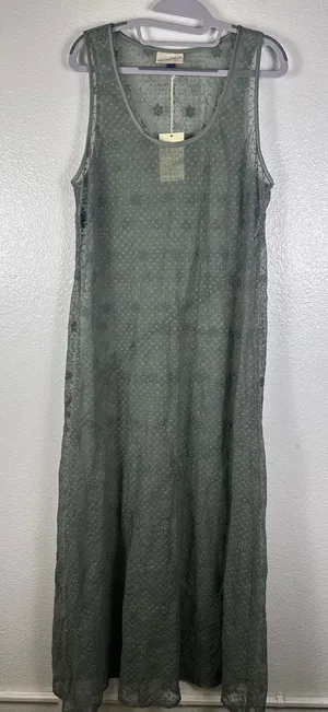 Universal Threads Womens Green Lace Sleeveless Maxi Dress Floral Sheer Size L NWT thumbnail 1