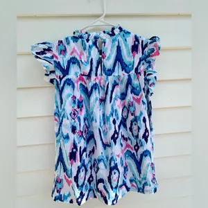 Crown & Ivy Blue and Purple Ruffled Blouse thumbnail 3