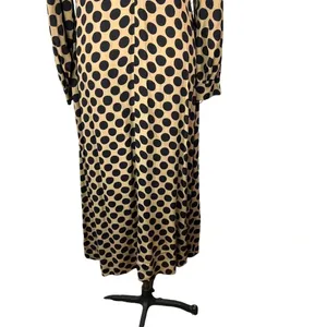 Rachel Pally Polka Dot Puff Sleeve Midi Dress Tan Black‎ Size Medium thumbnail 8