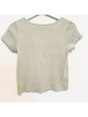 Brandy Melville Zelly Shirt Size One Size Green Ribbed Button Front Garden Party thumbnail 7