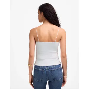 Madewell Squareneck Tank Top Spaghetti Straps Slim Stretch White Large NWT thumbnail 3