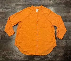 Aerie Orange Oversized Beachy Button Down Size XS thumbnail 1