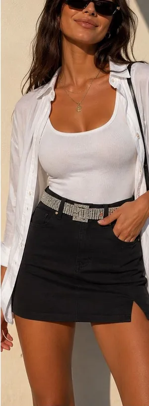 Guess Silver Crystal Rhinestone Waist Belt thumbnail 1