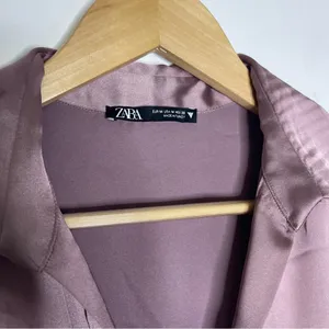 Zara Purple Satin Low Cut Dress Size Medium thumbnail 4