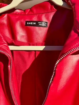 Red Leather Bomber Jacket Size M thumbnail 2