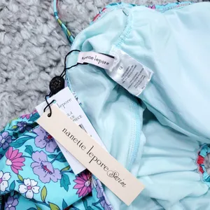 Nanette Lepore Swim Plunging Floral One Piece Swimsuit Light Blue Size 12 thumbnail 7
