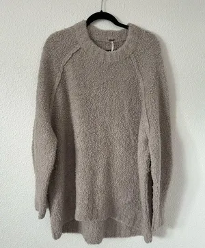 Free People Teddy Sweater Tunic in Silver Clouds sz M nwt thumbnail 4