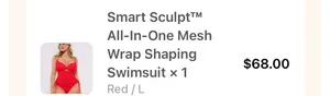 NWT SHAPELLX Smart Sculpt™ Mesh Wrap Shaping Swimsuit Red Size L thumbnail 6