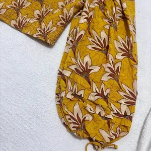 Women's Yellow long sleeve boho crop top Spring Summer‎ Fall Festival Size small thumbnail 2
