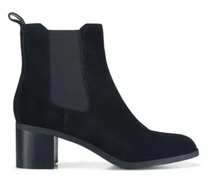 Steve Madden Black Leather Stacked Heel Ankle Boots Suede Booties Size 6B thumbnail 6