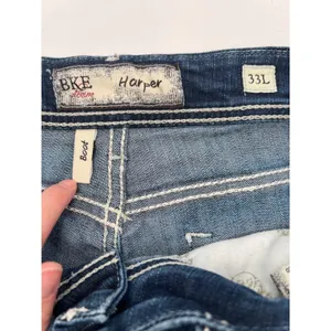 BKE Harper Bootcut Jeans Womens 33L Dark Wash Rhinestone Embellished Mid‎ Rise thumbnail 8
