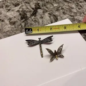 Lot Of 2 Vintage - Modern Insect Brooch Pins - Butterfly / Dragonfly Rhinestone thumbnail 4