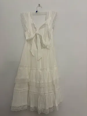 Francesca's White Lacey Dress with Tie Back thumbnail 2