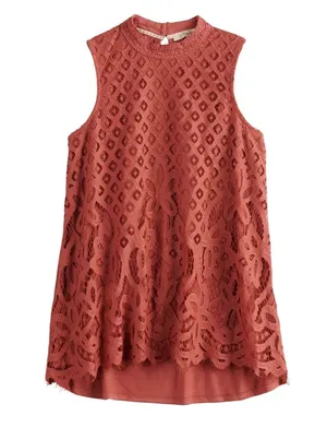 Rewind Juniors lace front tank top blouse clay large excellent dressy thumbnail 1