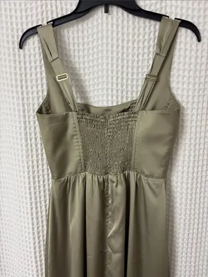 Show Me Your Mumu Nina Maxi Dress in Moss Green Luxe Satin Medium Corset thumbnail 9