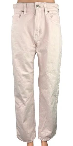 H&M Light Pink Straight Leg High Waist Stretch Ankle Boyfriend Denim Jeans Sz 8 thumbnail 1