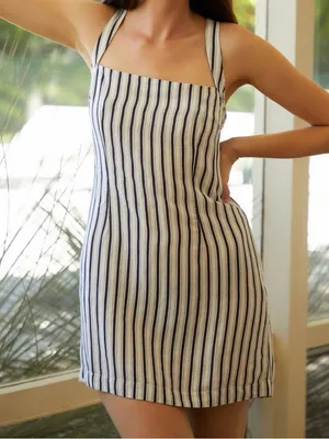 By Anthropologie Square summer Neck Gauze Mini Dress size large petite LP NWT thumbnail 1