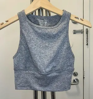 Celestial Bodiez Cropped High Neck Bra Top in Gray with a Cut Out Back thumbnail 2