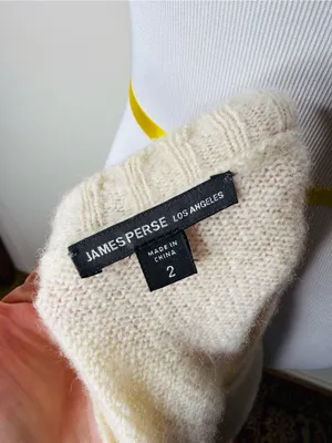 James Perse Cream Cashmere Faux Wrap Sweater thumbnail 3
