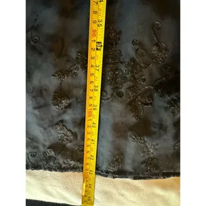 Vintage Dress Navy Black Shimmer floral Sheer Midi Size 14 1/2 Whimsy Fairy Goth thumbnail 8