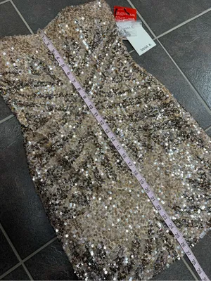 Shail K Strapless Sequined Bodycon Mini Dress Blush Beige Silver 10 NEW NWT thumbnail 7
