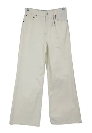 Zara The Trute Wide Leg Jeans Womens Size 6 US 38 EUR Off White High Rise Cotton thumbnail 1