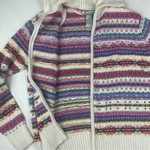 Heirloom collectibles size large fair isle multicolor full zip sweater nordic thumbnail 4